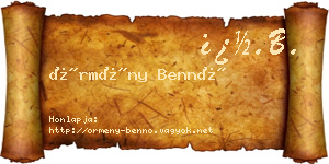 Örmény Bennó névjegykártya